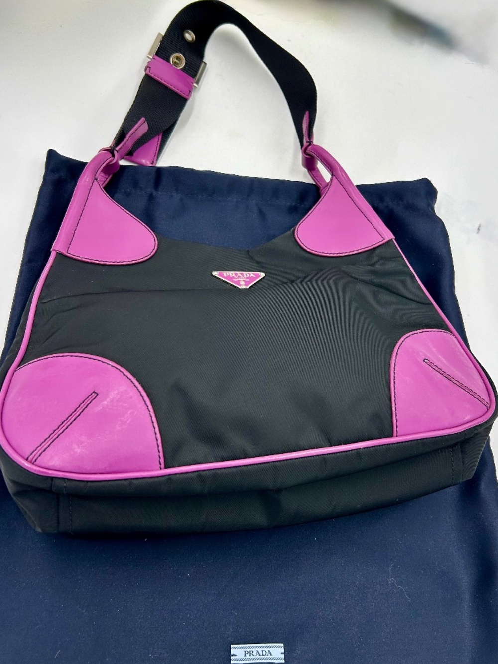 Women’s Y2K Prada Tessuto Nylon and Leather Shoulder Bag